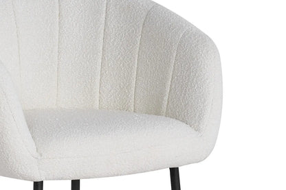 Lot de Chaises de Salle à Manger SAVINA en Tissu Bouclé Blanc - 57 x 62 cm ROUSSEAU