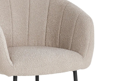 Lot de Chaises de Salle à Manger SAVINA en Tissu Bouclé Sable - 57 x 62 cm ROUSSEAU