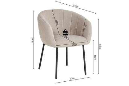 Lot de Chaises de Salle à Manger SAVINA en Tissu Bouclé Sable - 57 x 62 cm ROUSSEAU