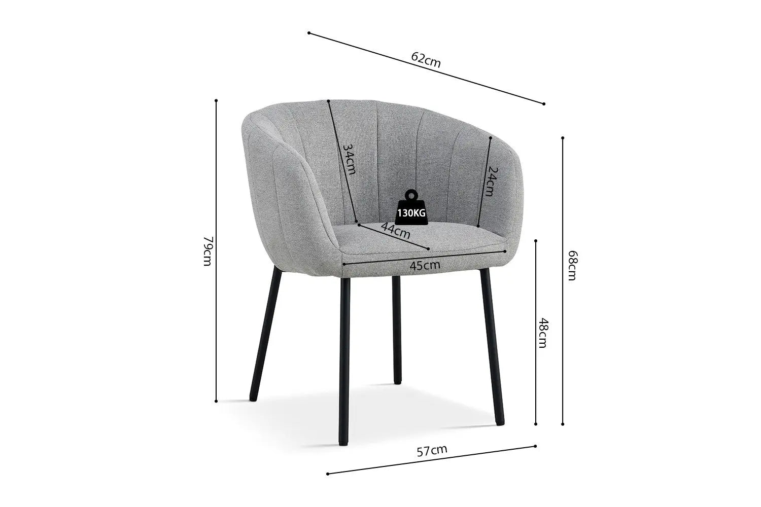 Lot de Chaises de Salle à Manger SAVINA en Tissu Gris clair - 57 x 62 cm ROUSSEAU
