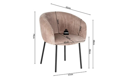 Lot de Chaises de Salle à Manger SAVINA en Tissu Velours Côtelé Sable - 57 x 62 cm ROUSSEAU