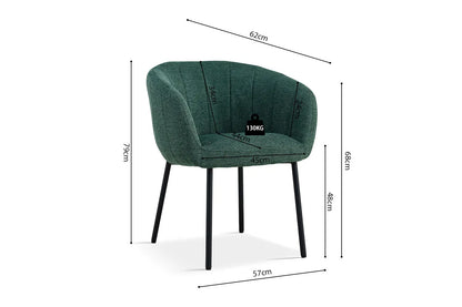 Lot de Chaises de Salle à Manger SAVINA en Tissu Vert - 57 x 62 cm ROUSSEAU