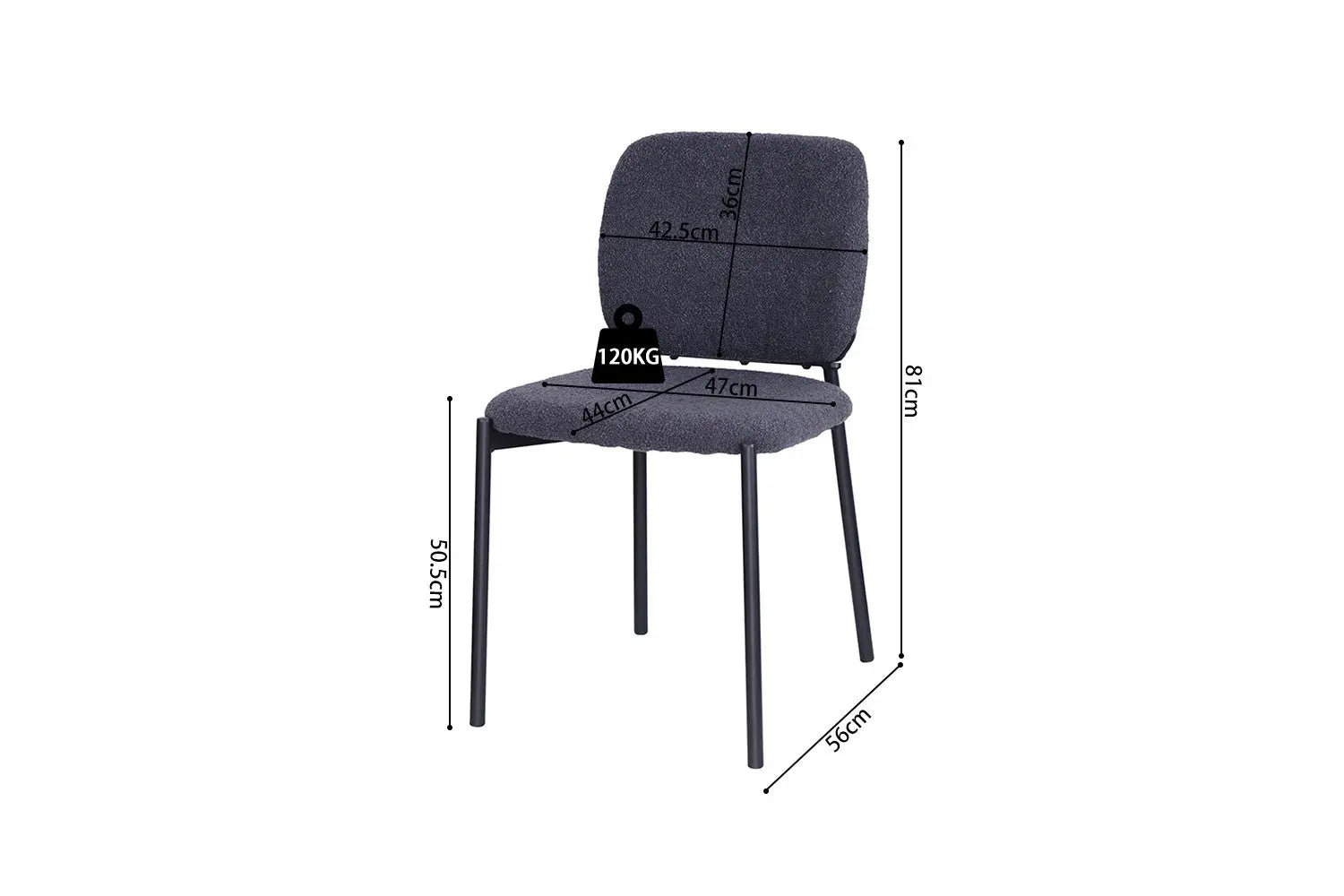 Lot de Chaises de Salle à Manger SOPHIE Gris Foncé - 43 x 50 cm ROUSSEAU