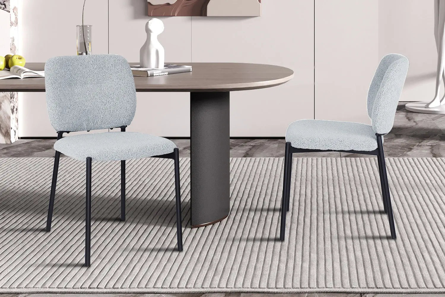 Lot de Chaises de Salle à Manger SOPHIE en Tissu Gris Clair - 43 x 50 cm ROUSSEAU
