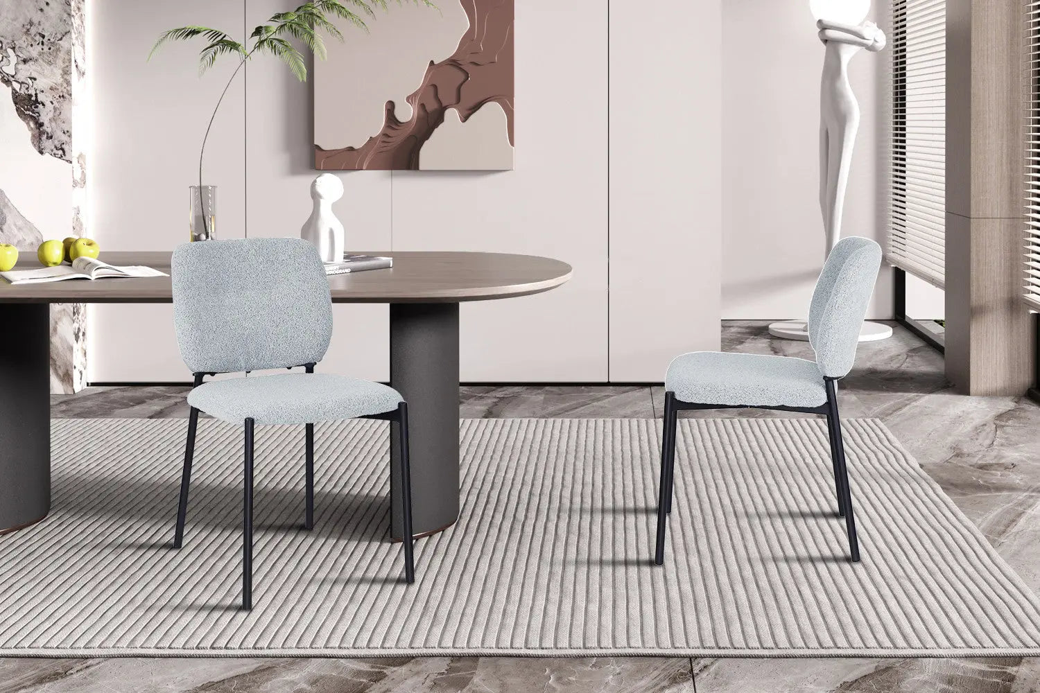 Lot de Chaises de Salle à Manger SOPHIE en Tissu Gris Clair - 43 x 50 cm ROUSSEAU