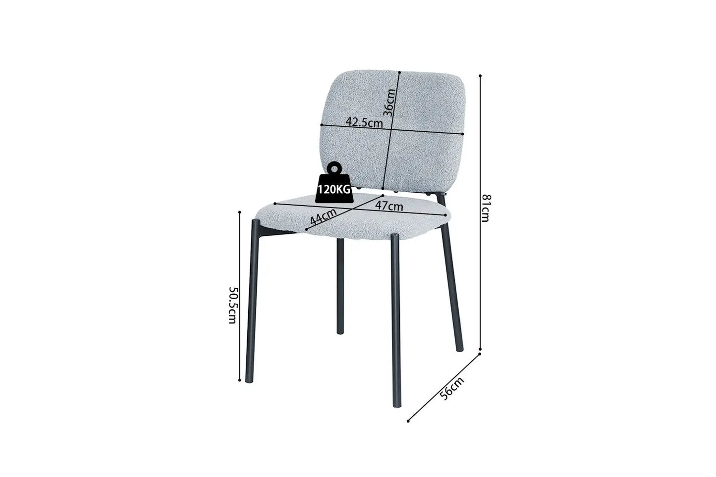 Lot de Chaises de Salle à Manger SOPHIE en Tissu Gris Clair - 43 x 50 cm ROUSSEAU