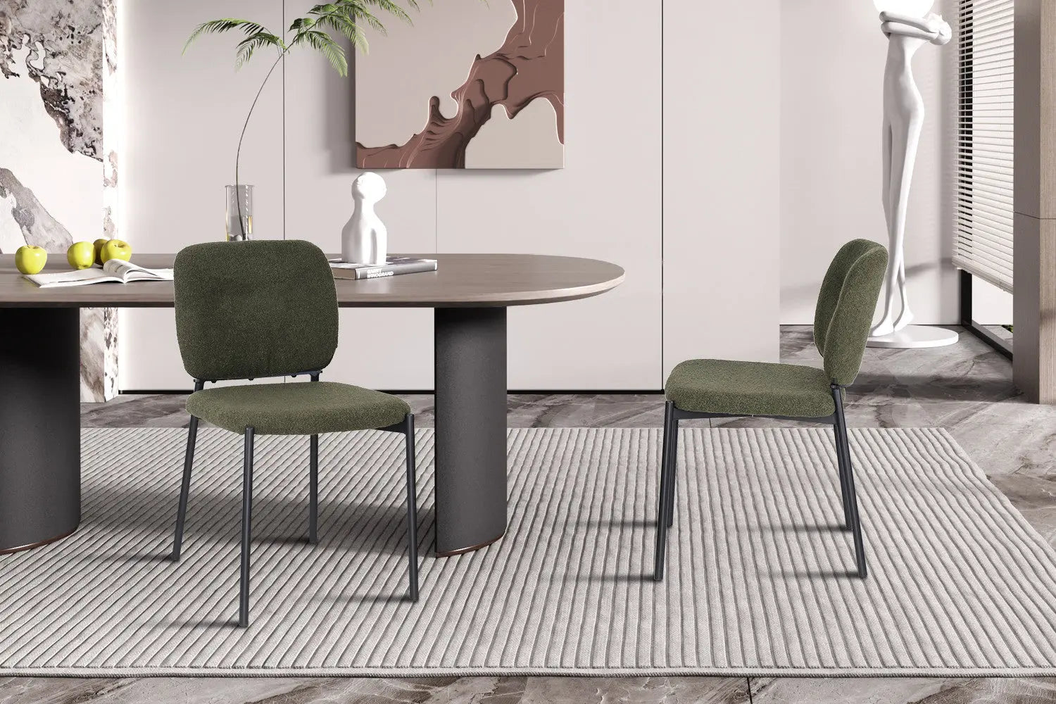 Lot de Chaises de Salle à Manger SOPHIE en Tissu Vert - 43 x 50 cm ROUSSEAU