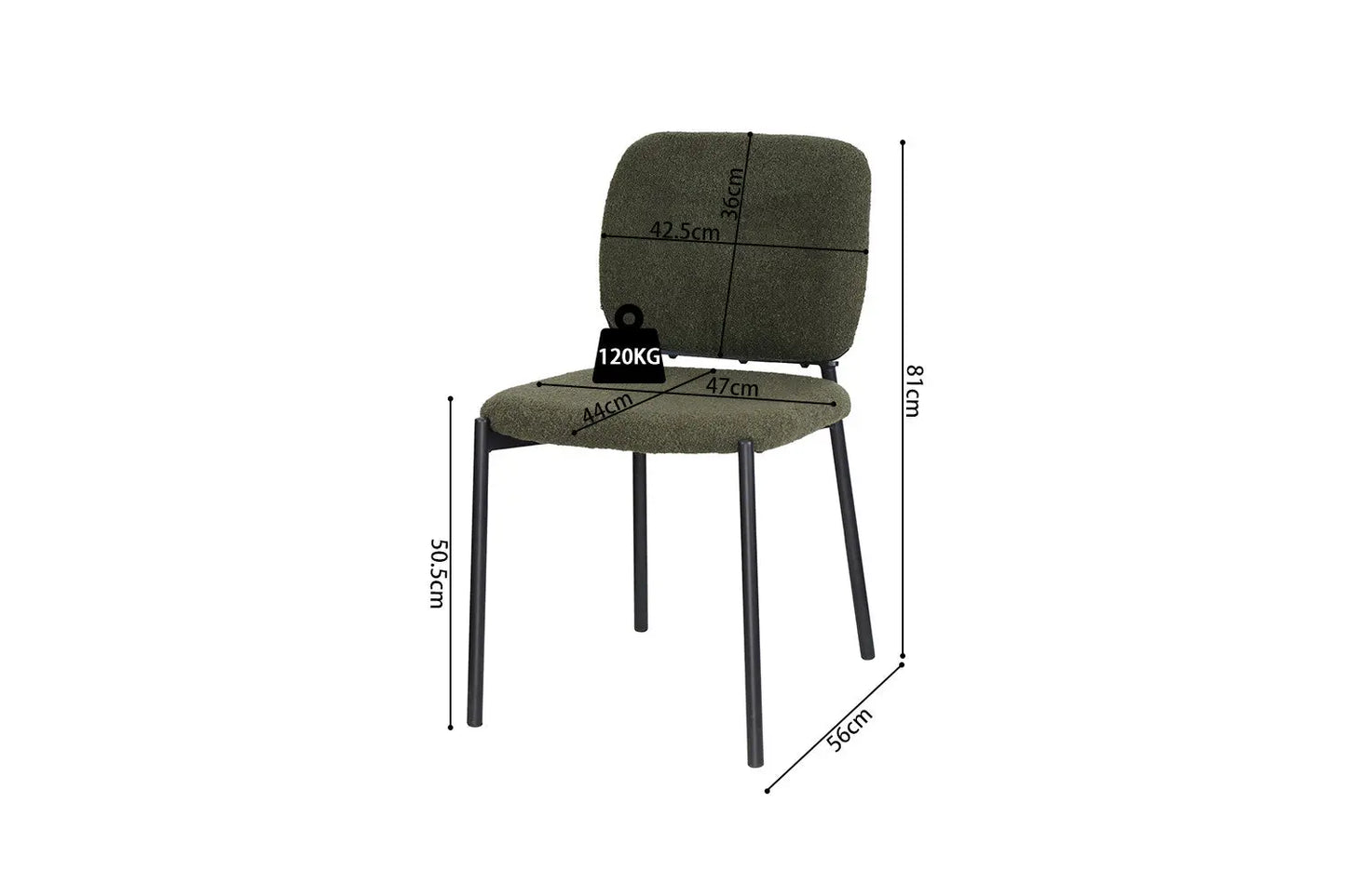 Lot de Chaises de Salle à Manger SOPHIE en Tissu Vert - 43 x 50 cm ROUSSEAU