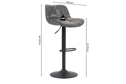 Lot de Tabourets de Bar FENNY en PU Gris - 48 x 49.5 cm ROUSSEAU