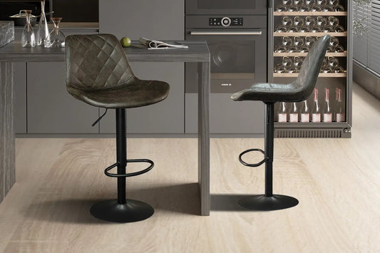 Lot de Tabourets de Bar MADYA en PU Brun Foncé - 49 x 54 cm ROUSSEAU