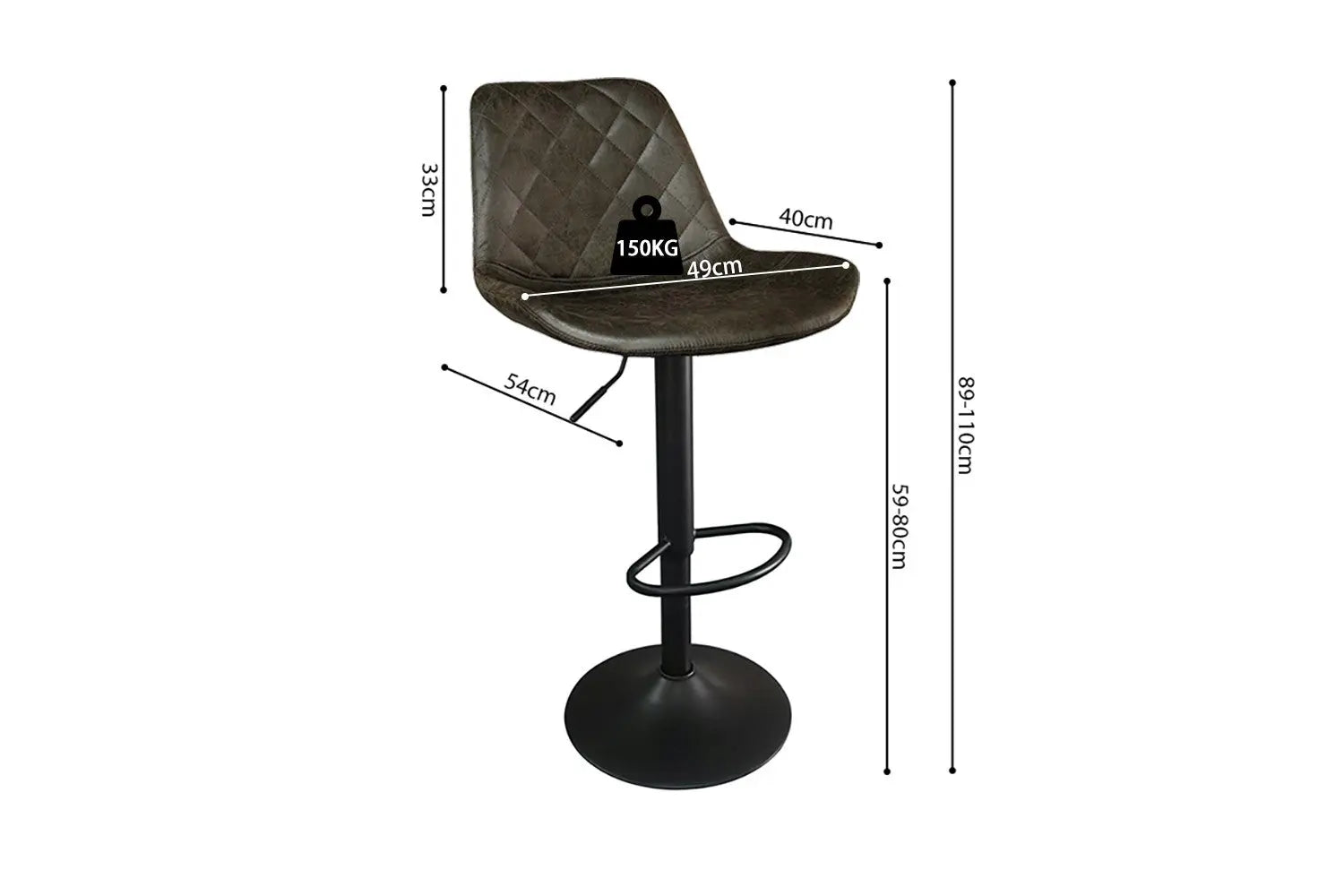 Lot de Tabourets de Bar MADYA en PU Brun Foncé - 49 x 54 cm ROUSSEAU
