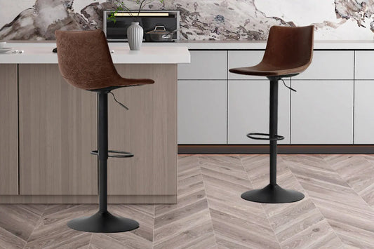 Lot de Tabourets de Bar TREVIS en PU Brun - 41 x 47 cm ROUSSEAU