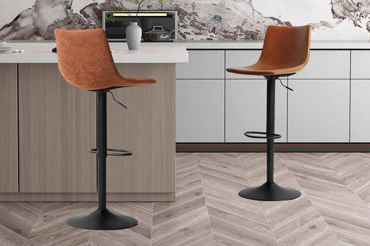 Lot de Tabourets de Bar TREVIS en PU Cognac - 41 x 47 cm ROUSSEAU