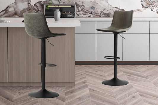 Lot de Tabourets de Bar TREVIS en PU Gris - 41 x 47 cm ROUSSEAU