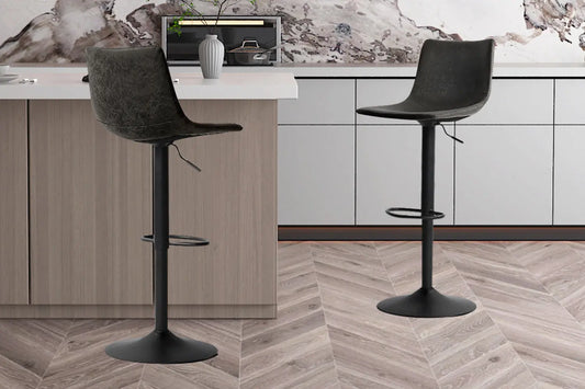 Lot de Tabourets de Bar TREVIS en PU Noir - 41 x 47 cm ROUSSEAU