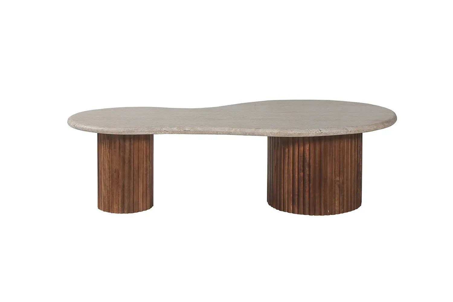 MARLEY - Table basse en Bois de manguier avec plateau en Travertin Beige - 120 cm ROUSSEAU