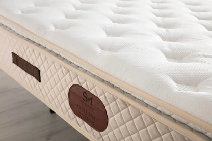 Matelas EXCLUSIF Ressorts Beige - 32 cm avec Surmatelas Intégré 140x190 cm SAN MARTINO