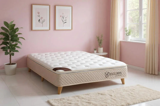 Matelas EXCLUSIF Ressorts Beige - 32 cm avec Surmatelas Intégré 160x200 cm SAN MARTINO