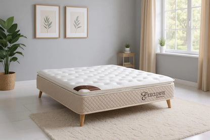 Matelas EXCLUSIF Ressorts Beige - 32 cm avec Surmatelas Intégré 180x200 cm SAN MARTINO