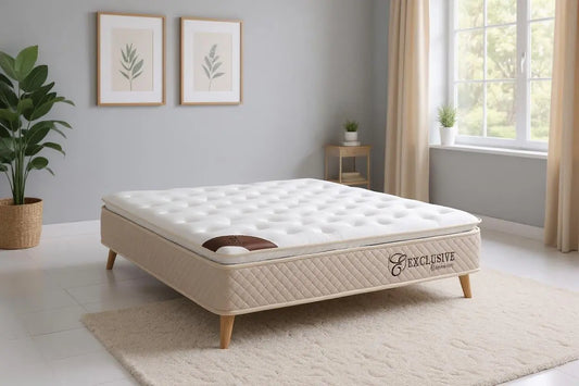 Matelas EXCLUSIF Ressorts Beige - 32 cm avec Surmatelas Intégré 180x200 cm SAN MARTINO