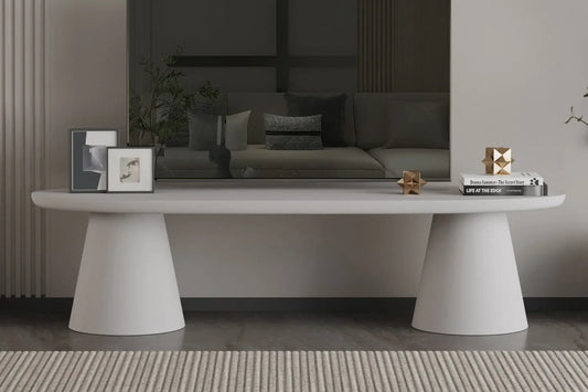 Meuble TV Effet Ciment Ecru TAVINA pour votre salon - 160 cm ROUSSEAU