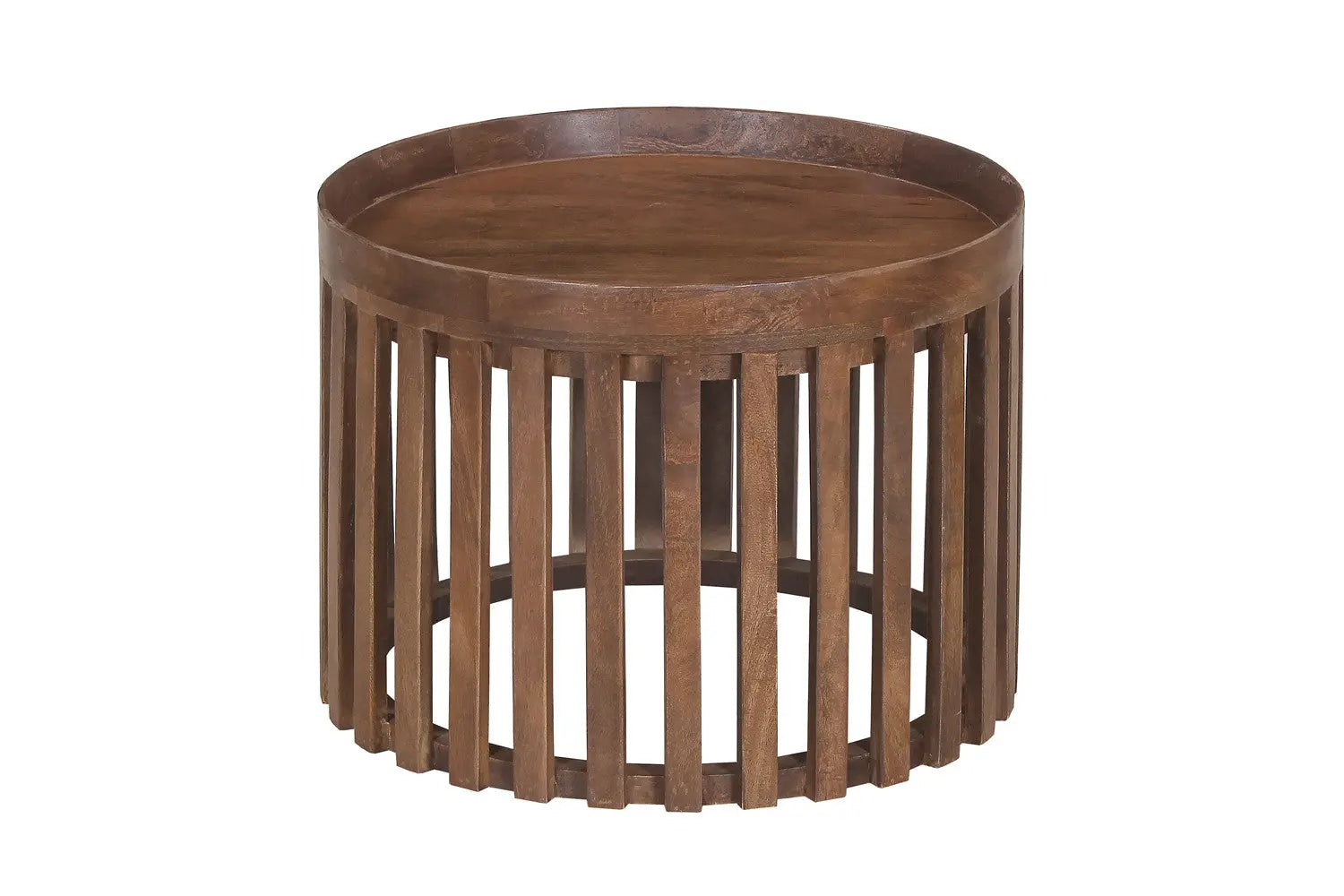 NAEL - Lot de 2 Tables basses Ronde Bois de Manguier Brun Clair - 48x48 cm et 60x60 cm ROUSSEAU