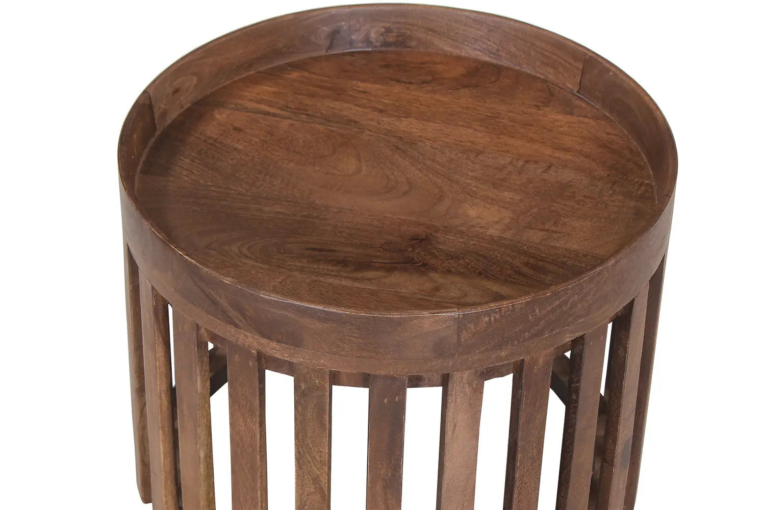 NAEL - Lot de 2 Tables basses Ronde Bois de Manguier Brun Clair - 48x48 cm et 60x60 cm ROUSSEAU