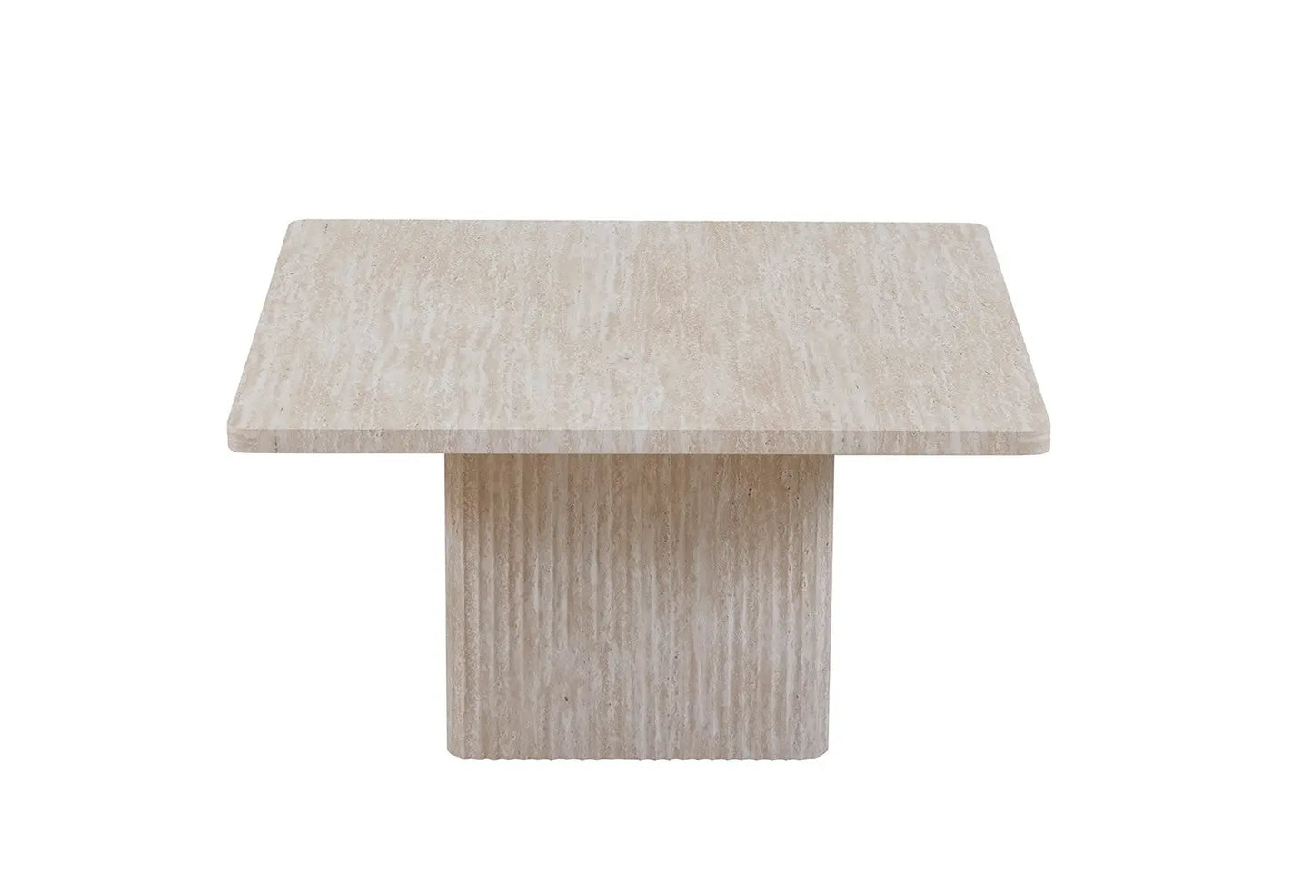 NOLYA - Lot de 2 Table basses Effet Travertin Beige - 52x60 cm et 80x80 cm ROUSSEAU