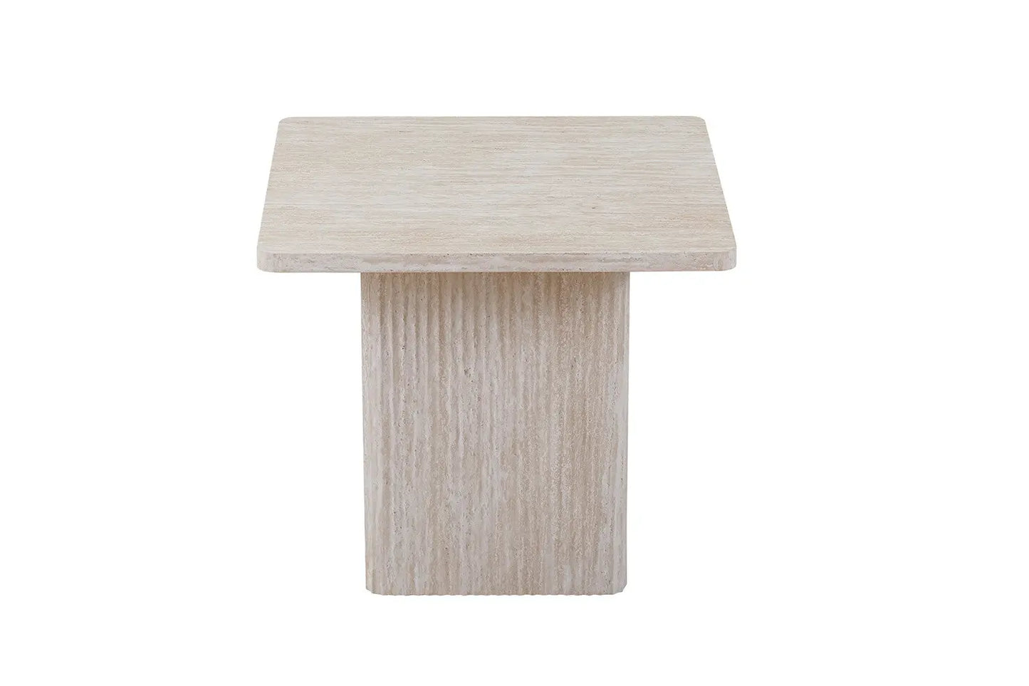 NOLYA - Lot de 2 Table basses Effet Travertin Beige - 52x60 cm et 80x80 cm ROUSSEAU