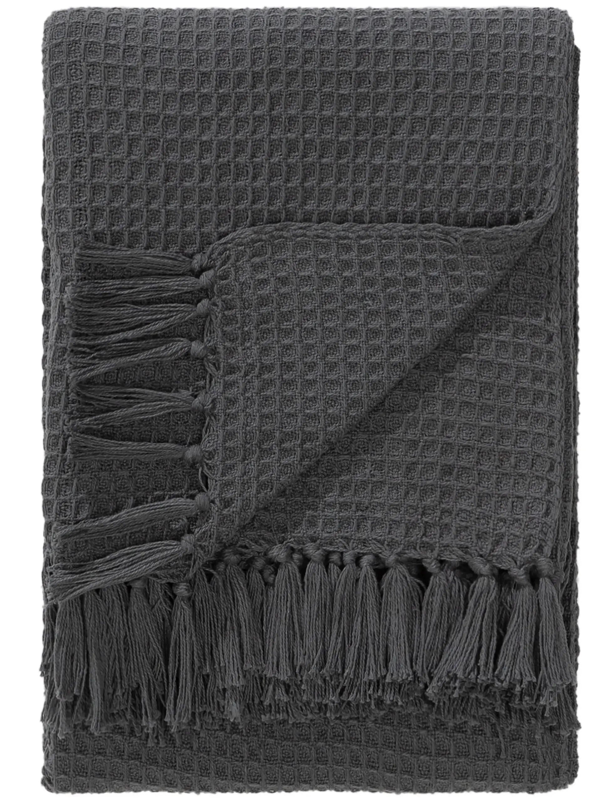 Plaid en Coton fait main Amelia Gris Foncé BENUTA