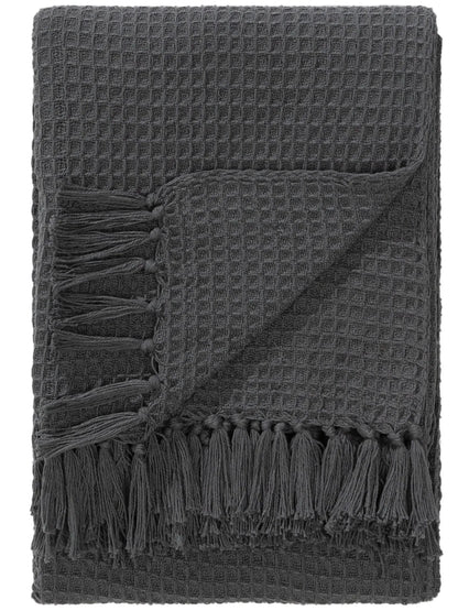 Plaid en Coton fait main Amelia Gris Foncé BENUTA