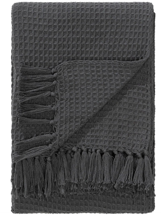 Plaid en Coton fait main Amelia Gris Foncé BENUTA