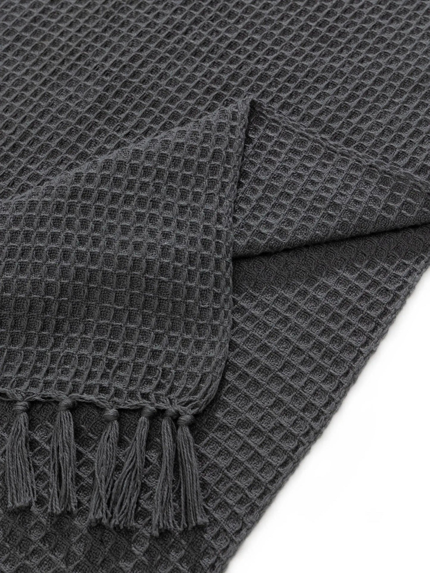 Plaid en Coton fait main Amelia Gris Foncé BENUTA