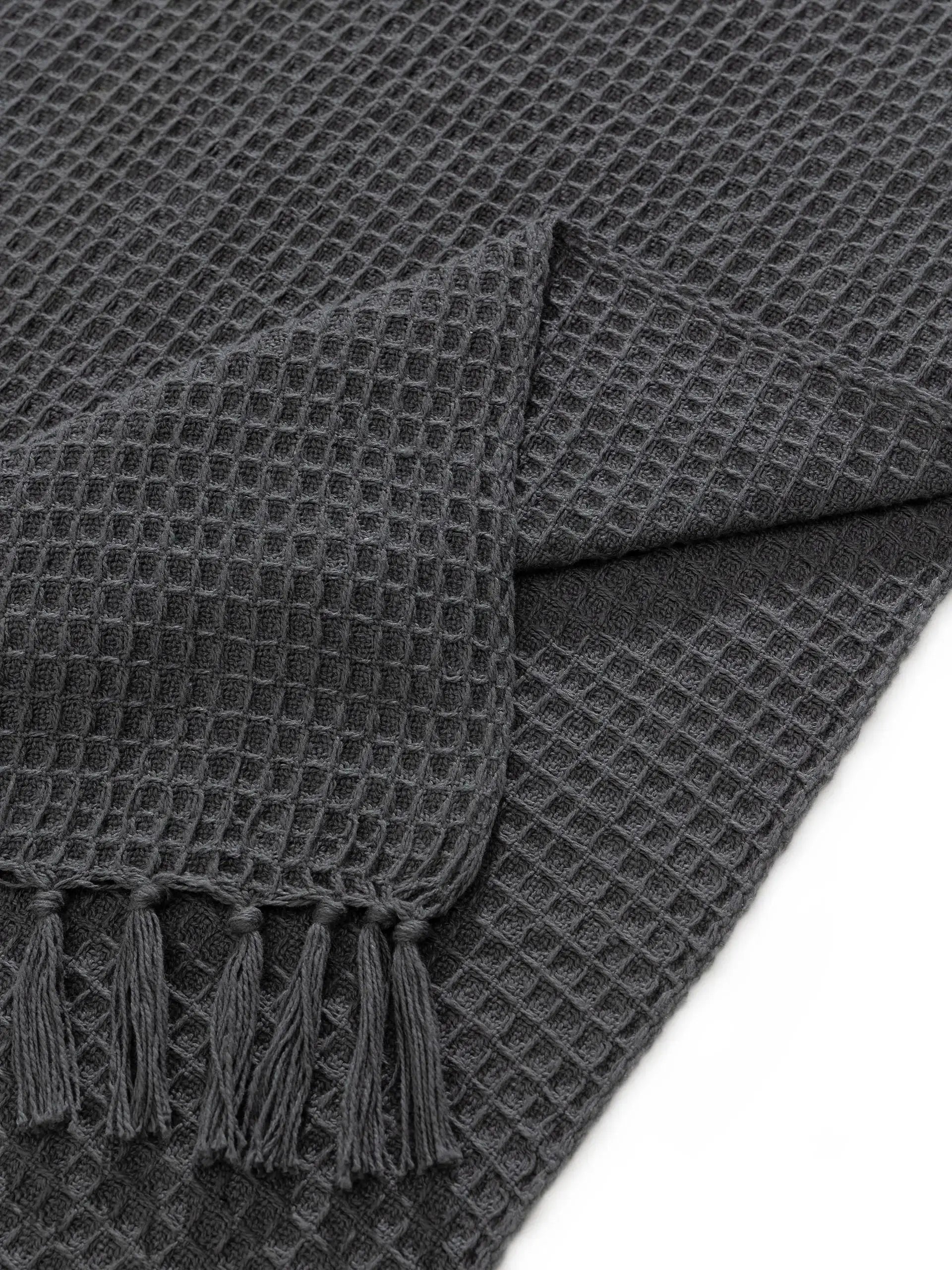 Plaid en Coton fait main Amelia Gris Foncé BENUTA