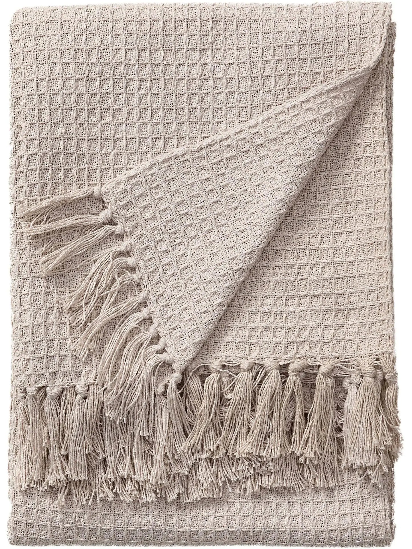 Plaid en Coton fait main Amelia Ivoire - 125x150 cm BENUTA