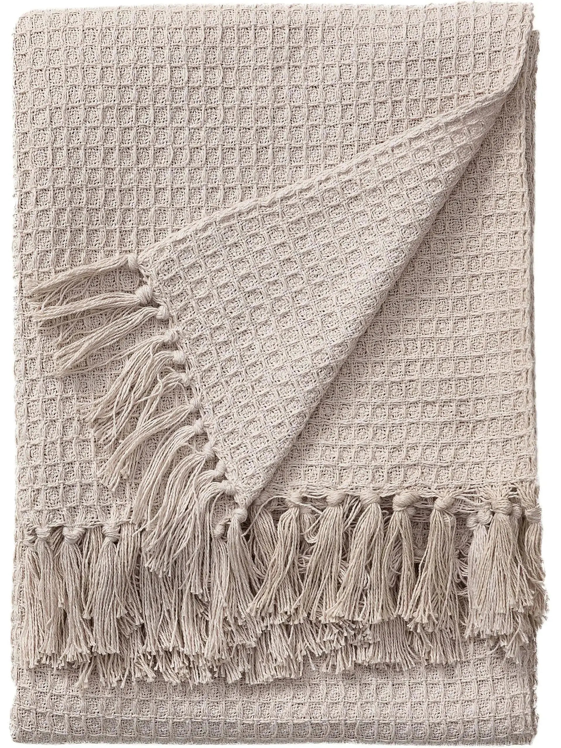 Plaid en Coton fait main Amelia Ivoire - 125x150 cm BENUTA