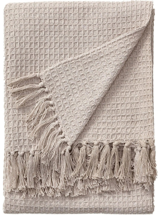 Plaid en Coton fait main Amelia Ivoire - 125x150 cm BENUTA
