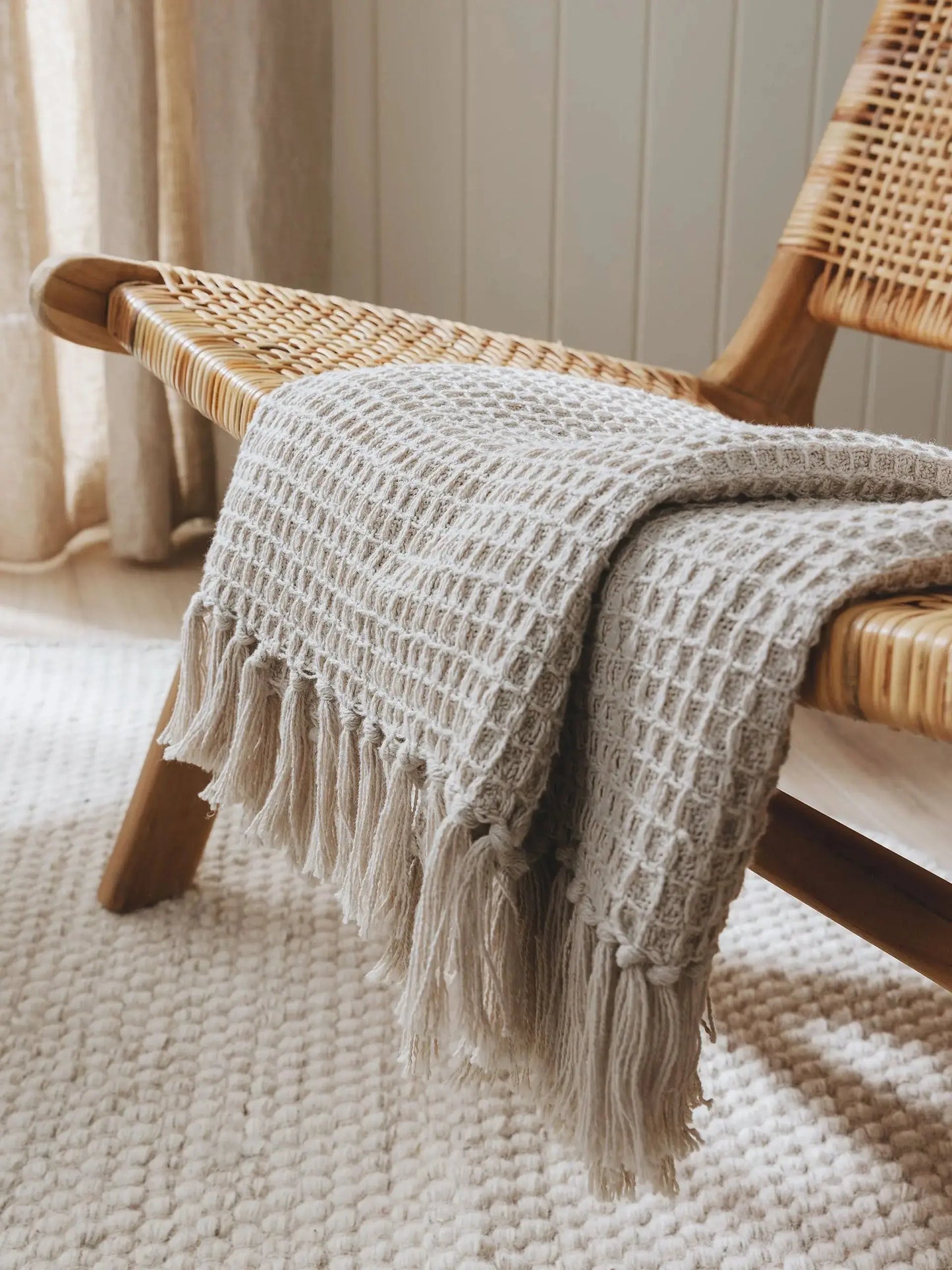 Plaid en Coton fait main Amelia Ivoire - 125x150 cm BENUTA