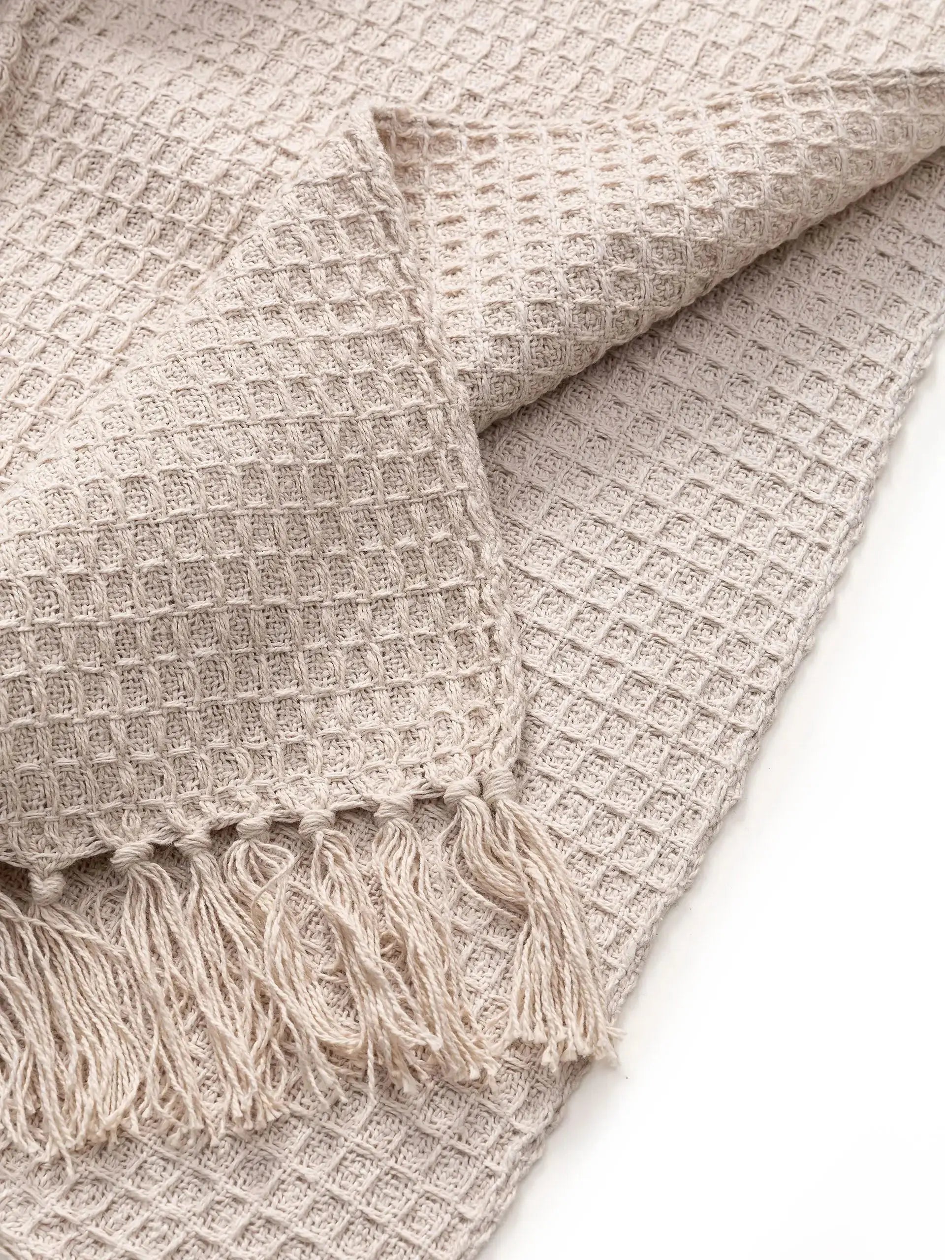Plaid en Coton fait main Amelia Ivoire - 125x150 cm BENUTA