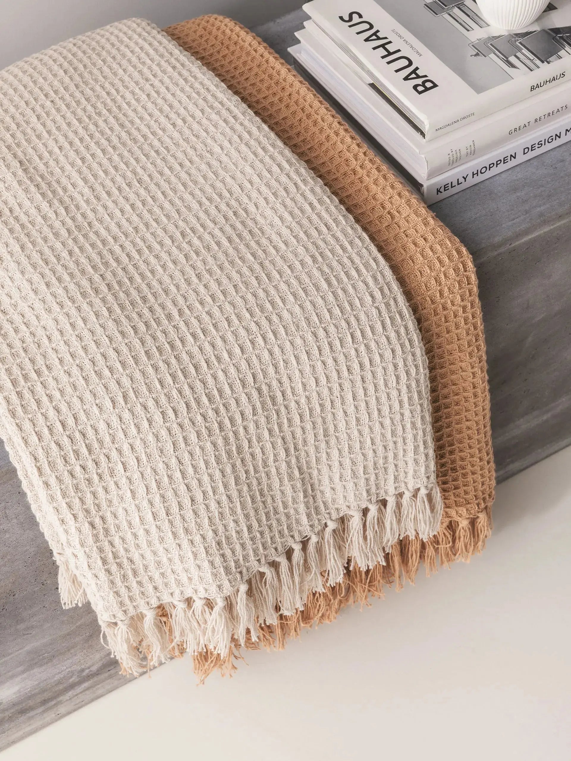 Plaid en Coton fait main Amelia Ivoire - 125x150 cm BENUTA