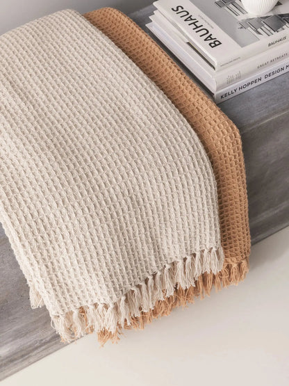 Plaid en Coton fait main Amelia Ivoire - 125x150 cm BENUTA