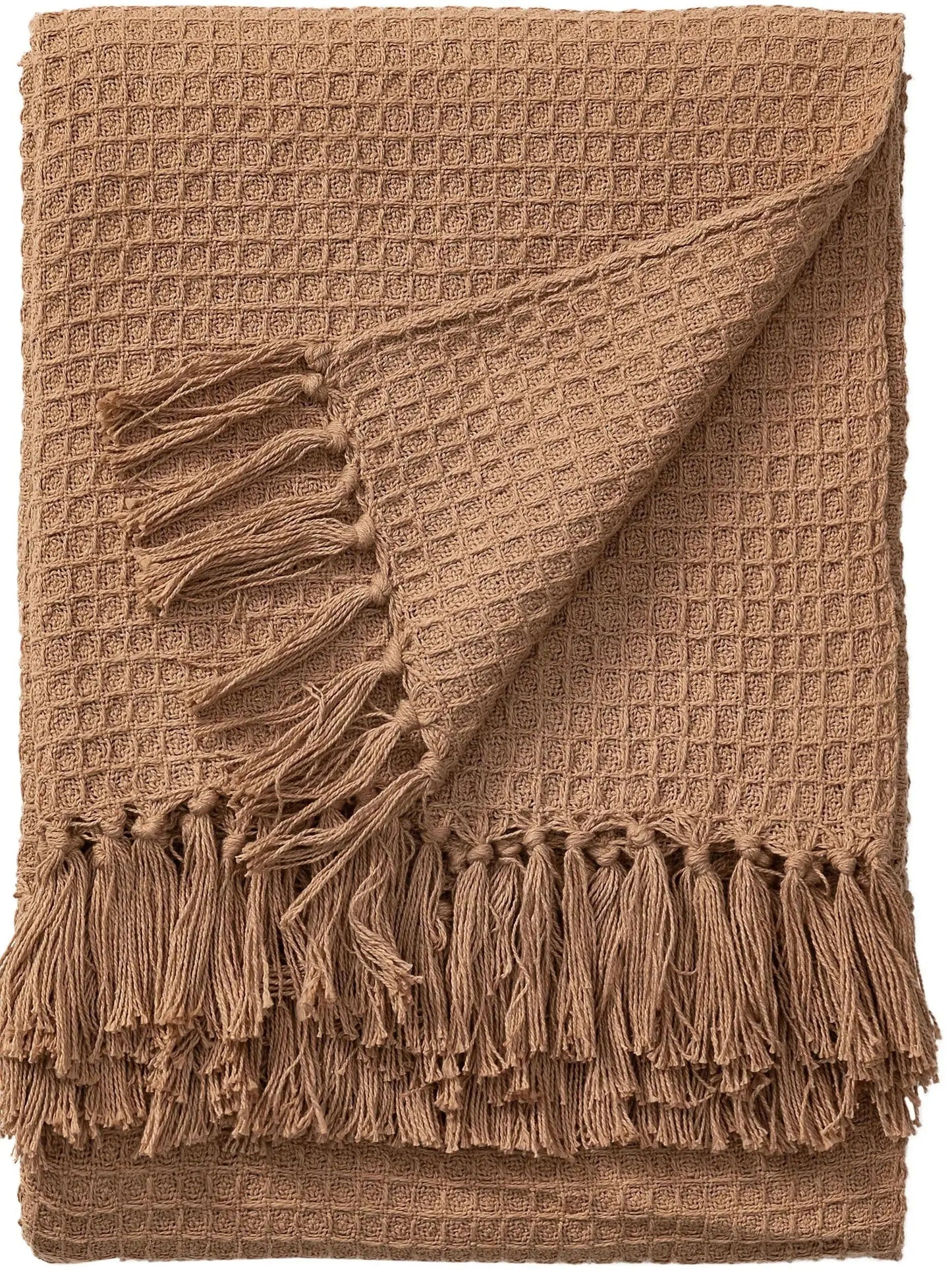 Plaid en Coton fait main Amelia Marron Clair BENUTA