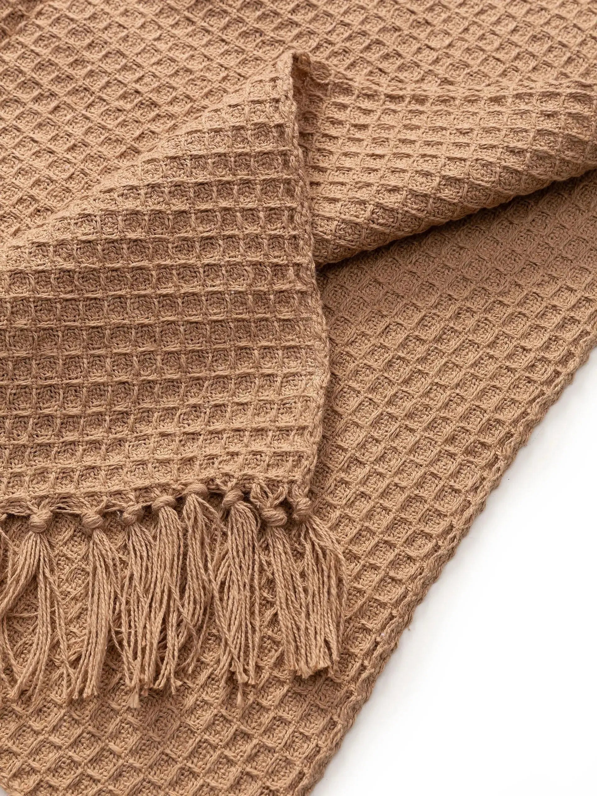 Plaid en Coton fait main Amelia Marron Clair BENUTA
