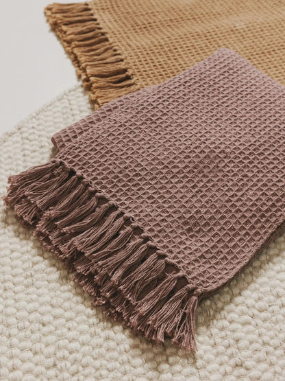 Plaid en Coton fait main Amelia Marron Clair BENUTA