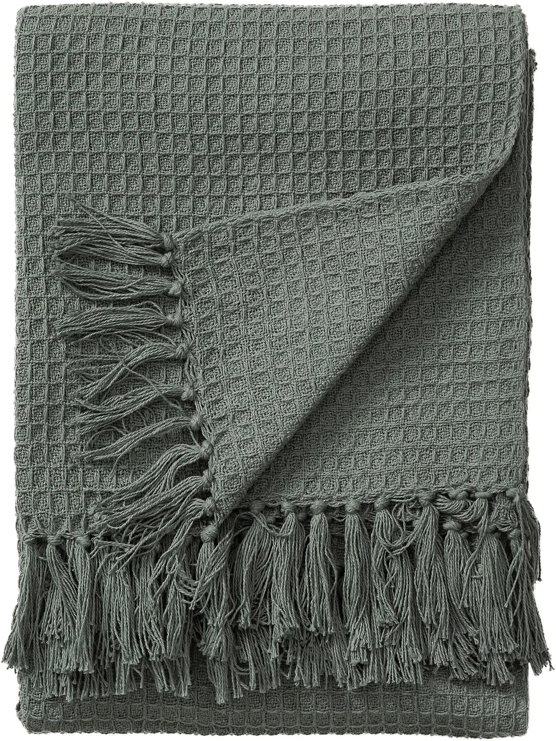 Plaid en Coton fait main Amelia Vert BENUTA