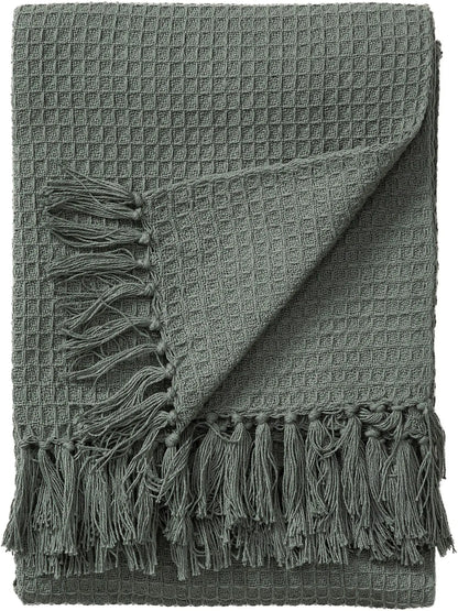 Plaid en Coton fait main Amelia Vert BENUTA