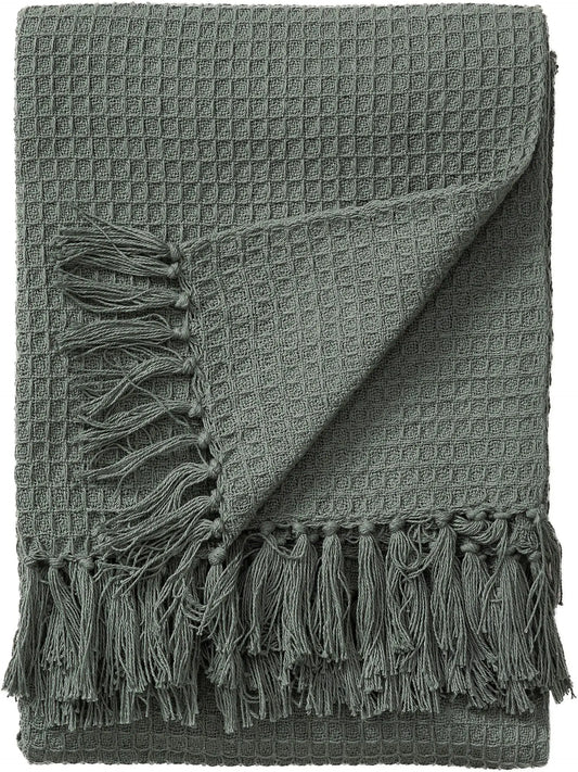 Plaid en Coton fait main Amelia Vert BENUTA