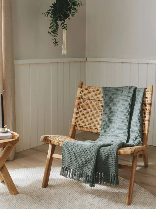 Plaid en Coton fait main Amelia Vert BENUTA