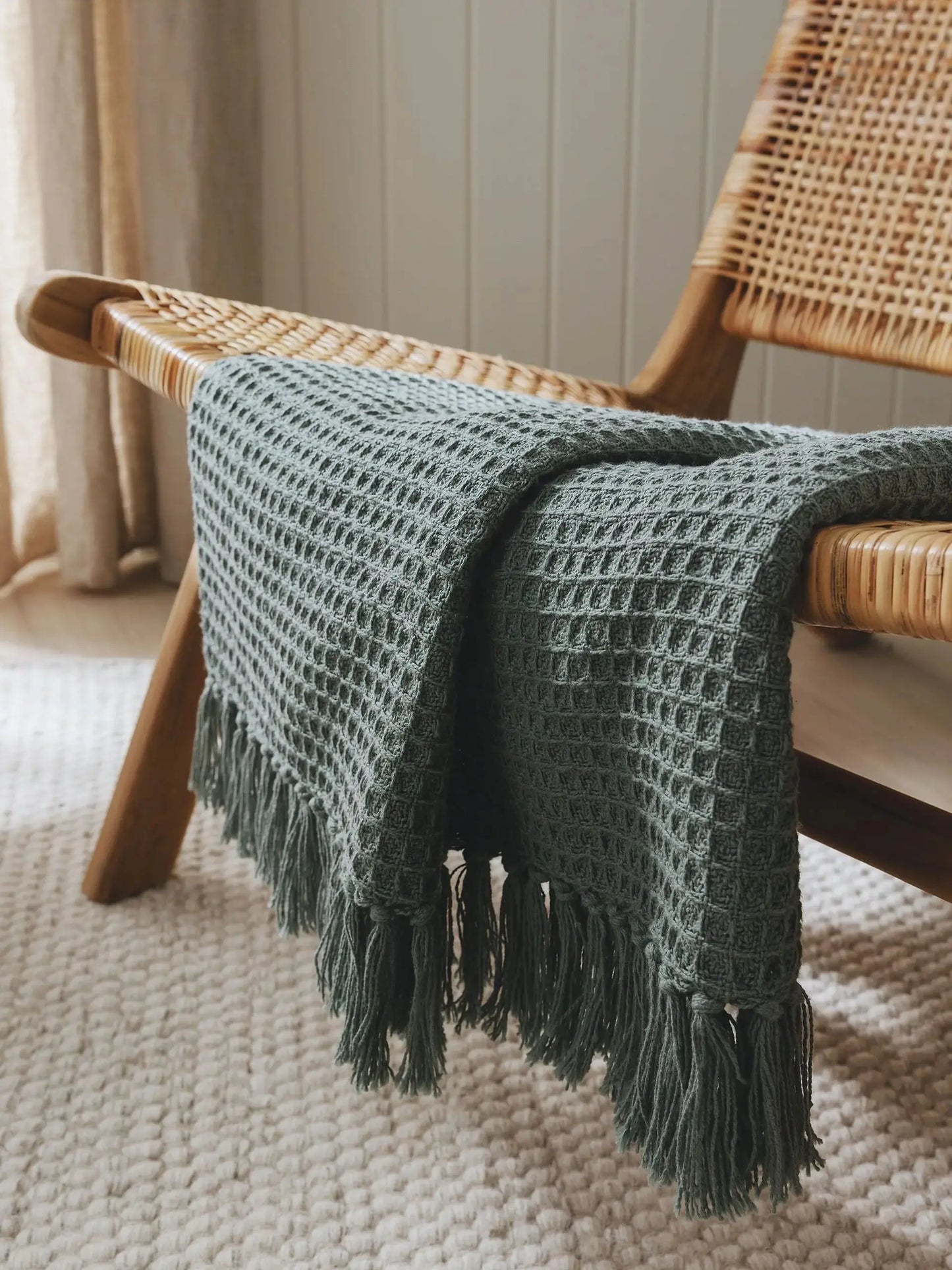 Plaid en Coton fait main Amelia Vert BENUTA