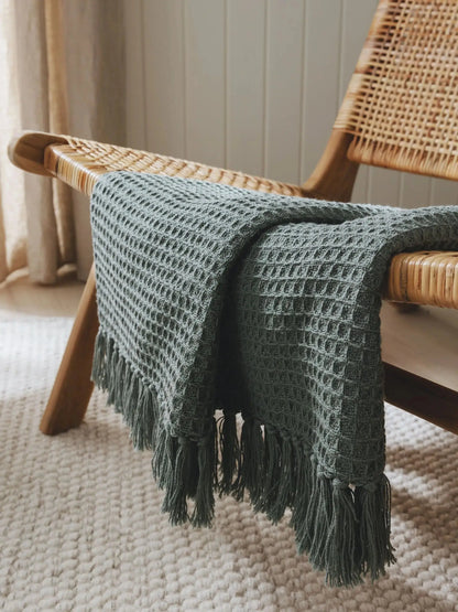 Plaid en Coton fait main Amelia Vert BENUTA